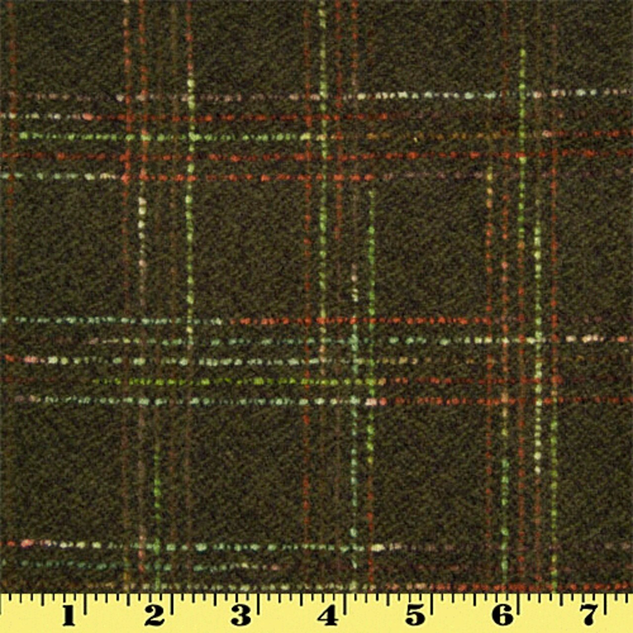 1 Yard Olive Plaid Wool Acrylic Fabric with Olive and Red Stripes Soft Warm Material